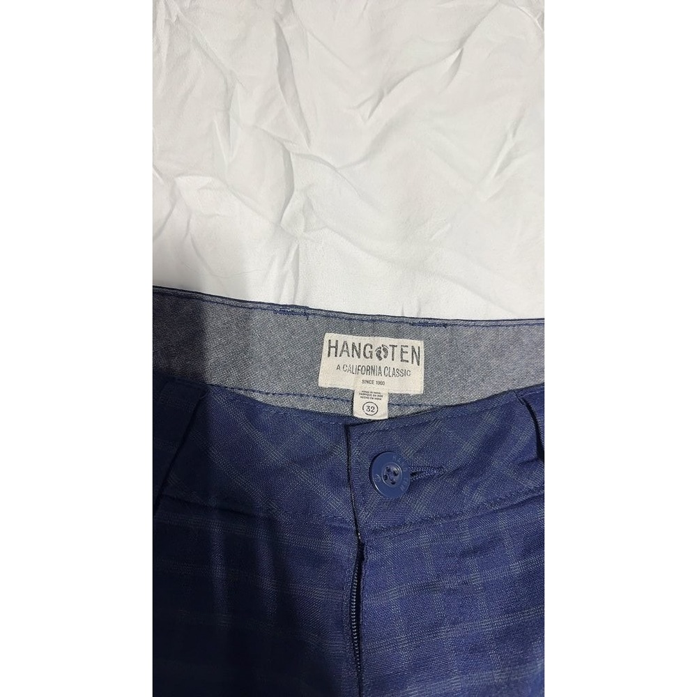 Hang Ten Mens Blue Checkered Casual Cotton Shorts Size 32